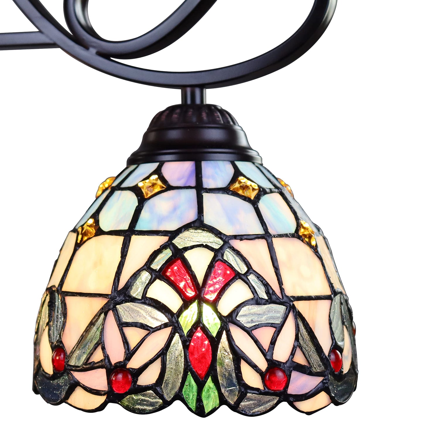 Chloe Lighting Tiffany-Style Mini-Chandelier, 3-Light, Blackish Bronze, 25in Wide, Multicolor, Model CH3T381VB25-DD3