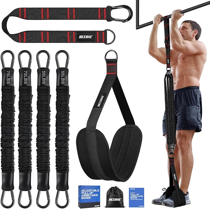 Pull Up Assistance Bands 260lbs, Heavy Pull Up Bands Resistance Bands for Pull Ups Working Out with Feet Rest, Pull Up Bar...
