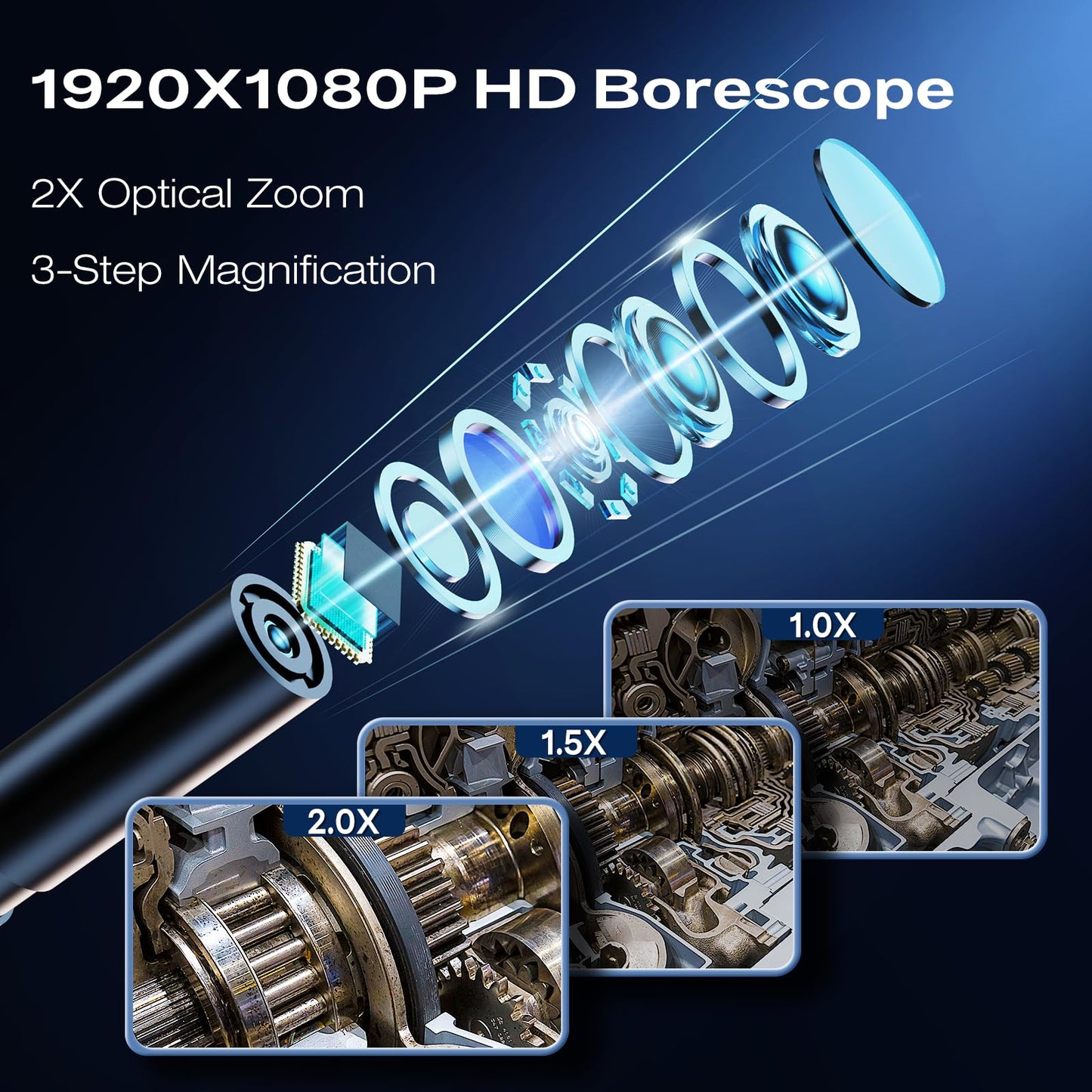 Endoscope Camera with Light, 1920P HD Borescope Inspection Camera with 4.3" IPS Screen, AukonVee IP67 Waterproof with 8 LEDs & 16.5ft Semi-Rigid Snake Camera for Automotive Pipe Tools Gadgets for Men