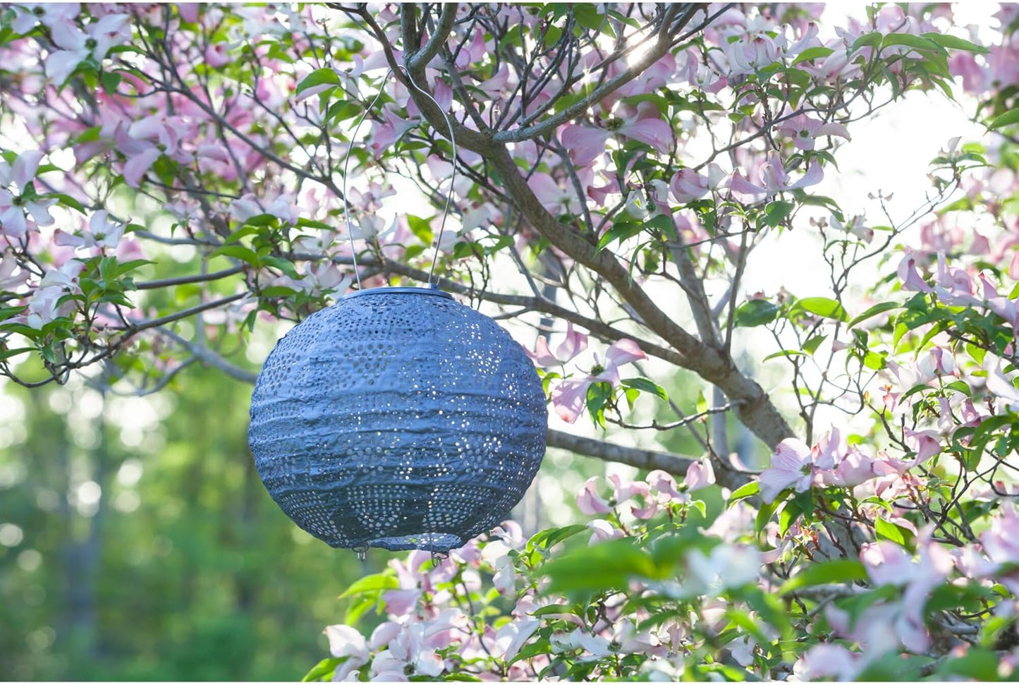 Allsop Home Garden 32026 Soji Stella Globe 8-in. Tyvek Solar Lantern (Metallic Blue)