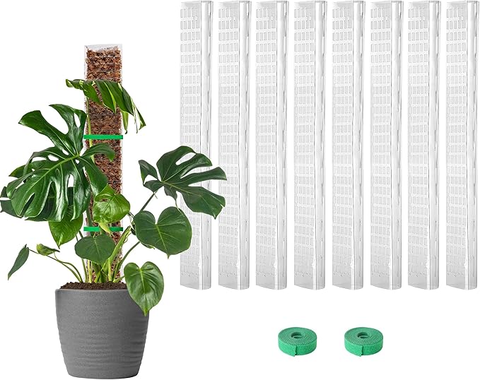EOX 8 Pcs 24 Inch Plastic Moss Pole for Monstera, Large D Shaped Poles for Climbing Plants Work with Sphagnum Moss, Garden...