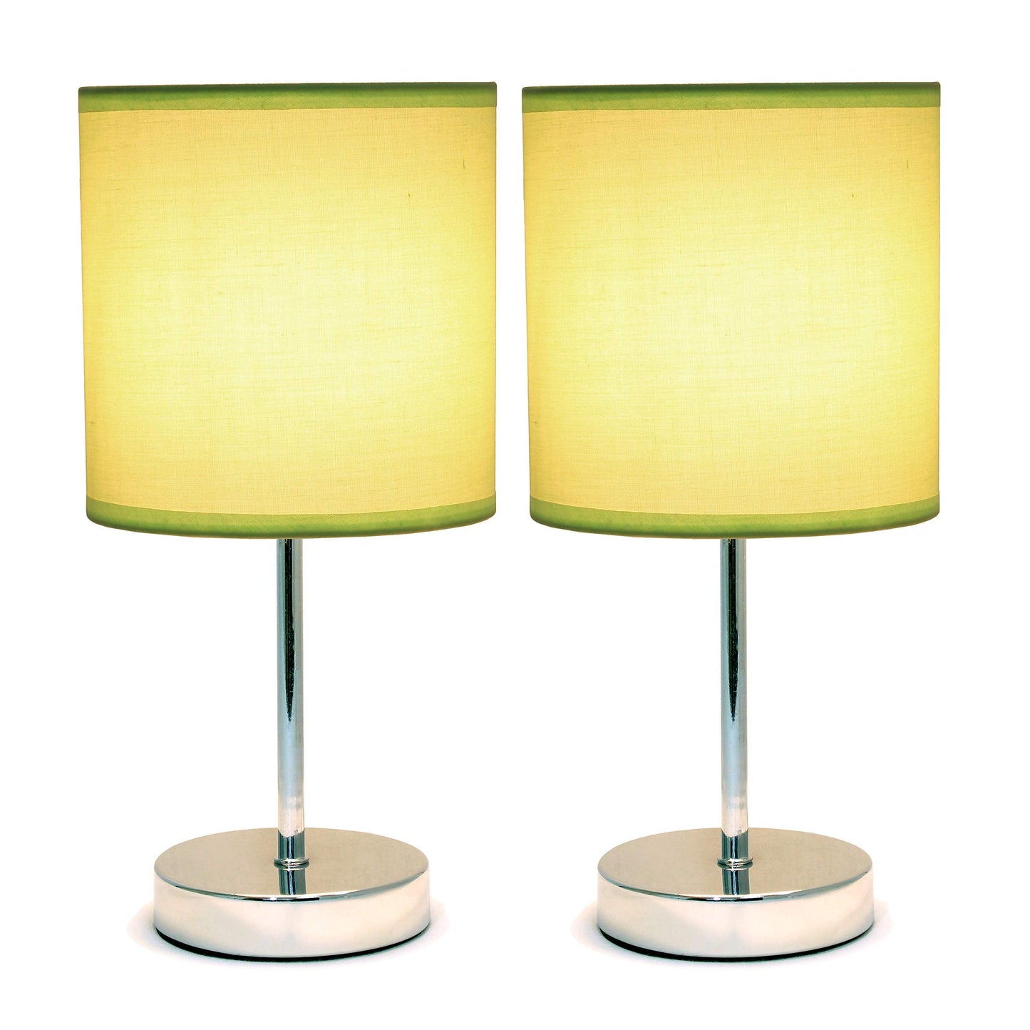 Simple Designs Lt2007-Grn Mini Table Lamp, Green Fabric Shade, Metal, No Bulb