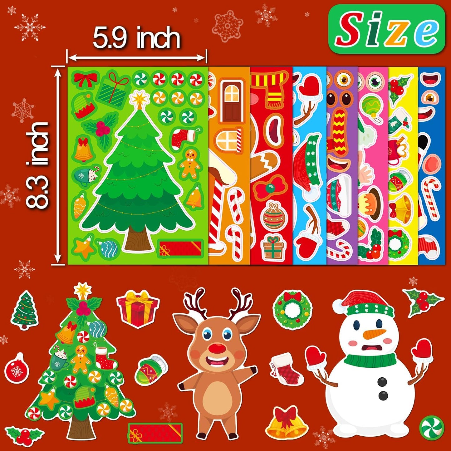 Christmas Stickers, Toddlers Stocking Stuffers for Kids, DIY Christmas Crafts for Kids Party Favors Supplies, Party Activity Games Classroom Decorations Gifts