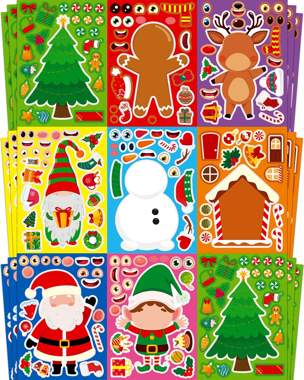 Christmas Stickers, Toddlers Stocking Stuffers for Kids, DIY Christmas Crafts for Kids Party Favors Supplies, Party Activity Games Classroom Decorations Gifts