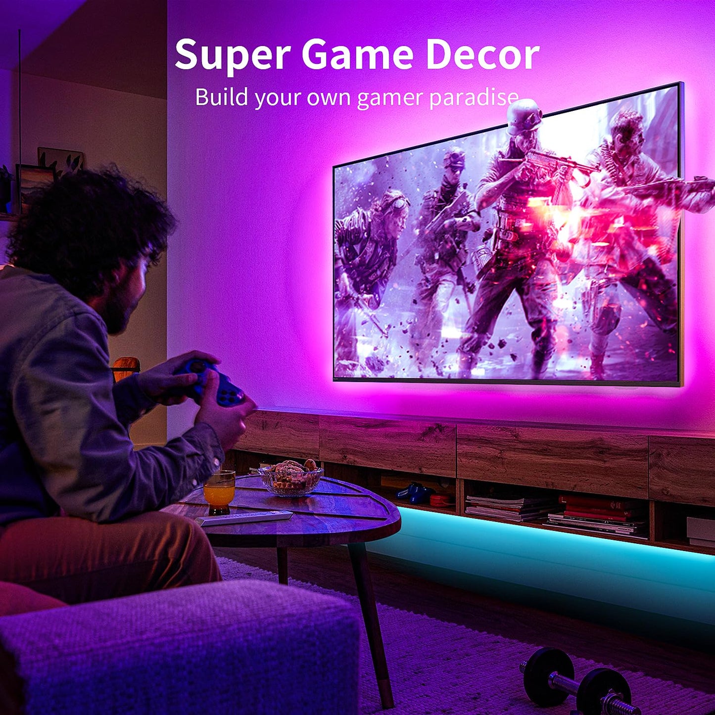 KSIPZE LED Strip Lights for TV, 16.4ft RGB Backlight, Music Sync, USB Powered, for 45in-75in TVs, Multicolor, Model ST5205