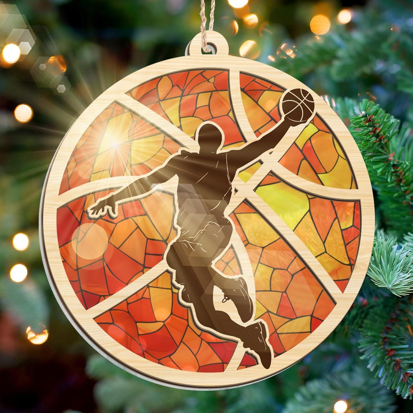 FLAGWIX Christmas Basketball Gifts for Boys 12-16 and 8-12, Basketball Ornament - Suncatcher Sports Christmas Ornaments 2025 for Tree Decorations - Sports Gifts for Boys 8-12 Coach Men