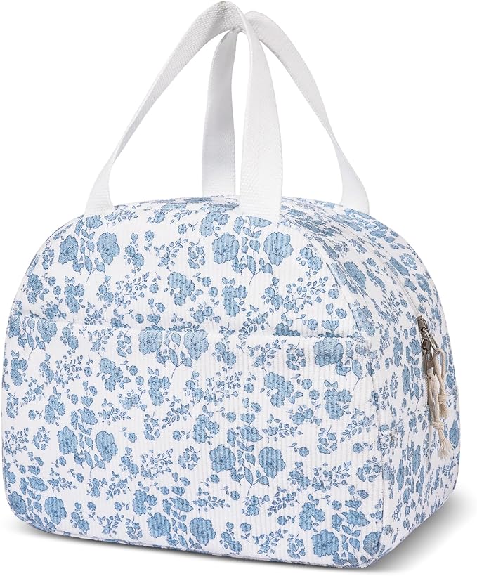 Lunch Box for Women,Cute Quilted Lunch Tote Bag,Reusable Insulated Lunch Box,Large Capacity Cooler Bag with Compartments for Work, Picnics or Travelling