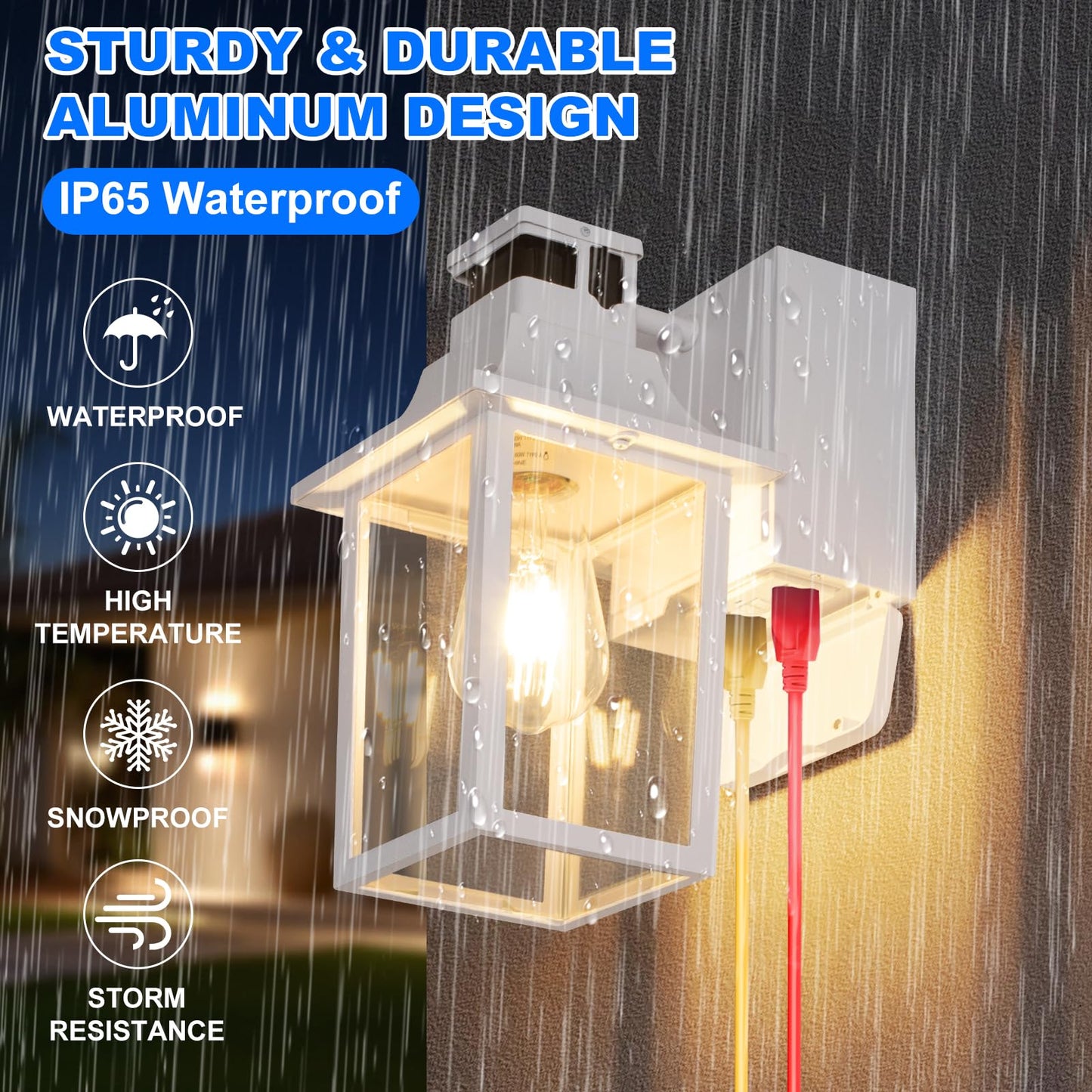 Titosichy 2 Pack White Porch Lights With Gfci Outlet  Dusk To Dawn Motion Sensor Outdoor Lighting  Waterproof Exterior Wall Sconces For House Front Door And Garage