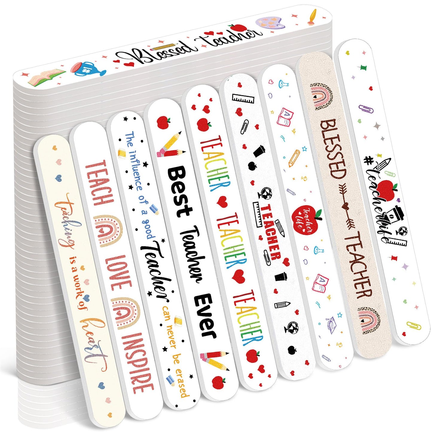 Lanties 50 Pack Teacher Appreciation Gifts Bulk Teacher Week Nail Files Emery Boards Small Thank You Employee Appreciation Gifts