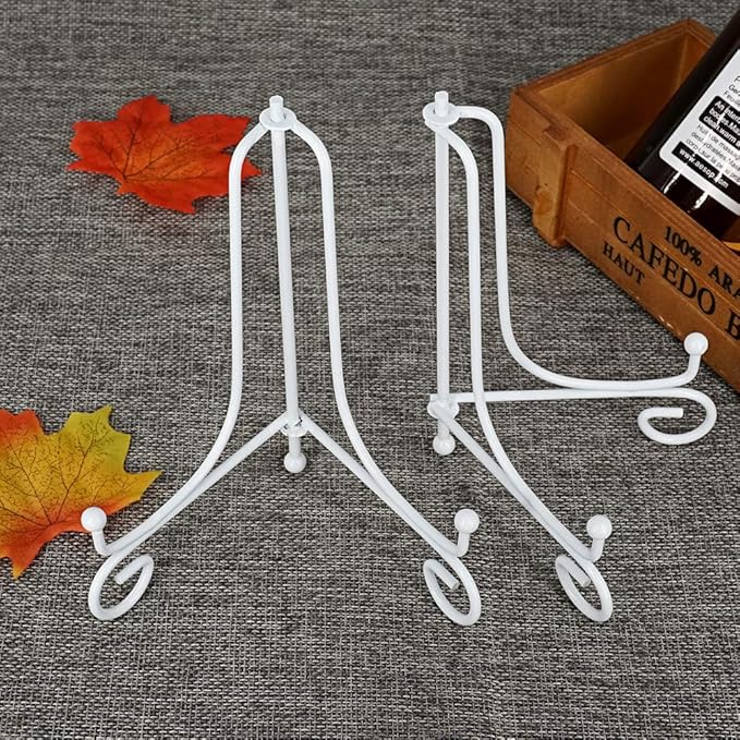 LIONWEI LIONWELI 6 Inch White Iron Plate Stand Holder Easel Display Stand for Plate?Picture?Photo and More,4 pcs.