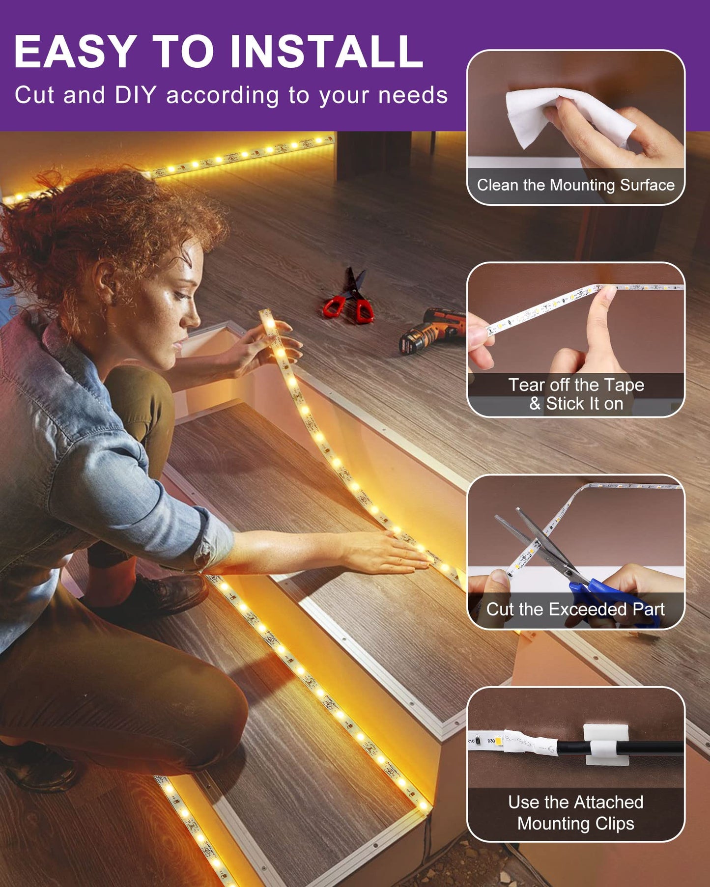 Hitlights Led Strip Lights 16.4Ft Warm White 3000K, 600 Leds, Flexible Dimmable Rope Light, Ul-Listed, Model L0512V-302-163