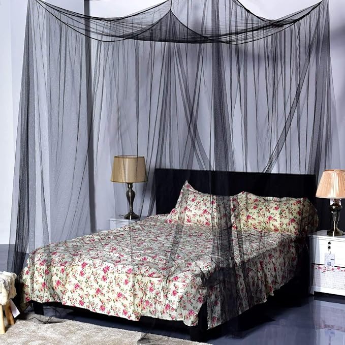 Mosquito Net for Bed Canopy, 4 Corner Post Curtains Bed Canopy Large Mosquito Netting Bedroom Princess Decoration for Girls & Adults, Fits Full/Queen/King Size