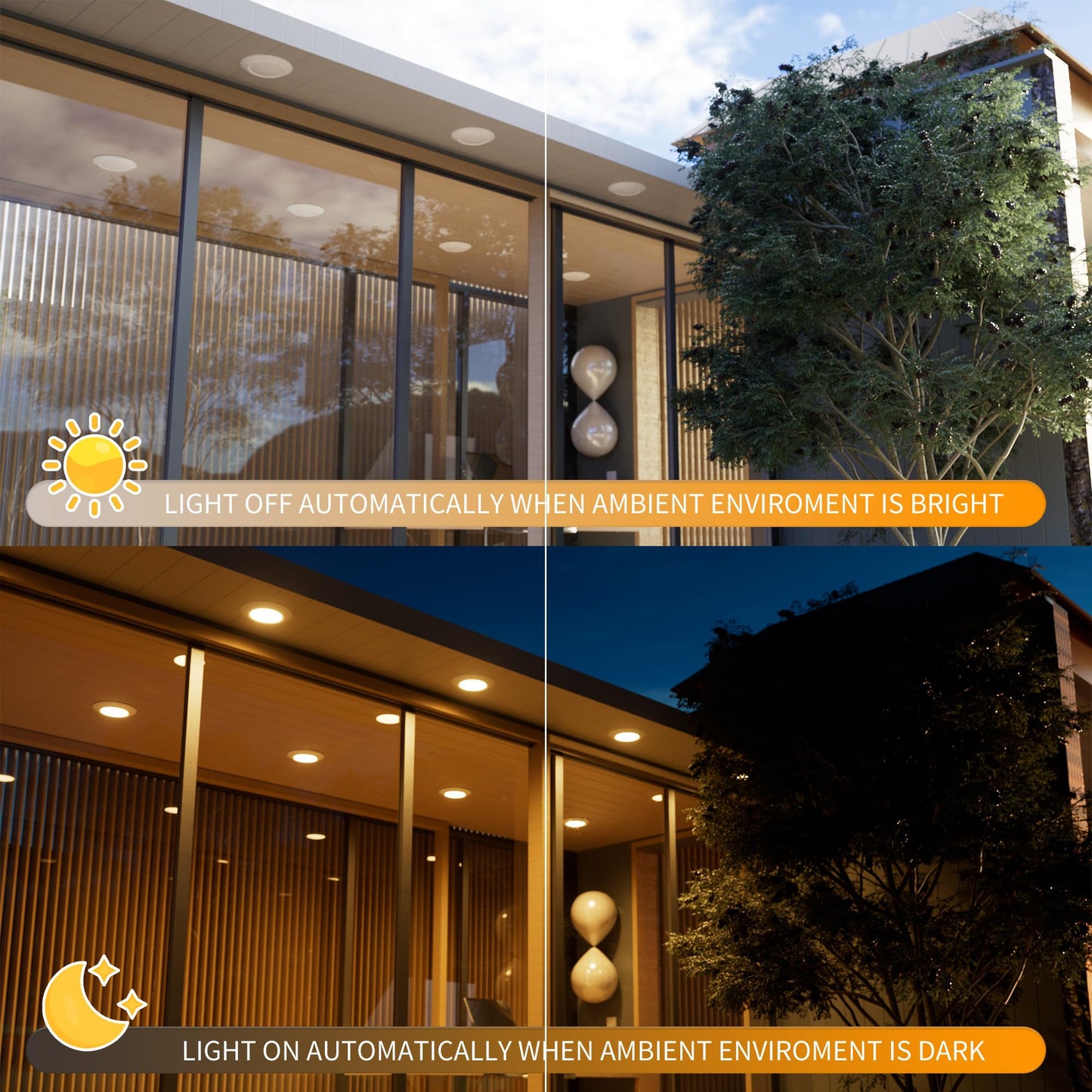 Jullison 6 Inch Led Low Profile Disk Light With Dust To Dawn Sensor  120Vac  15W  5Cct Color Changing  1000Lm  Non-Dimmable  Etl  Shower Rated Screw In Photocell Ceiling Light  White/8 Packs