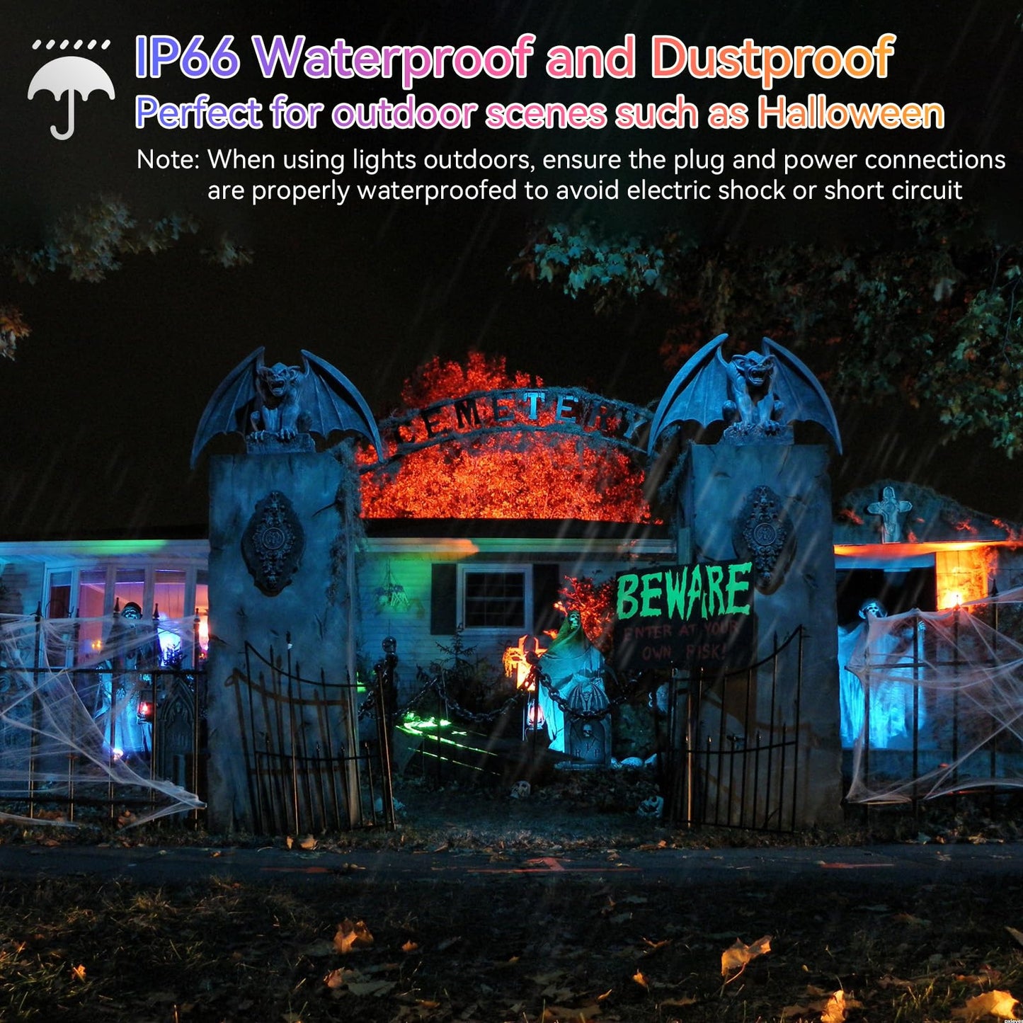 MEEKBOS RGB LED Flood Lights 30W, Bluetooth/App Control, IP66 Waterproof, 3000LM, 16 Million Colors, 2-Pack, Gray