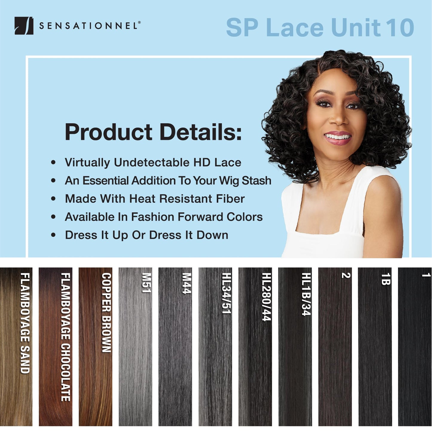 Sensationnel Dashly Lace Saltandpepper Wig - Sp Unit 10 Hand Tied Laceparting Ear to Ear Synthetic (HL34/51)