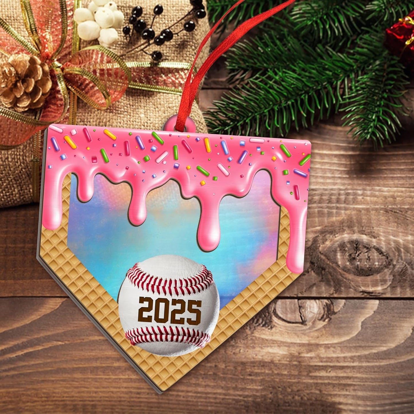 FLAGWIX Baseball Ornaments for Christmas Tree - Suncatcher Christmas Ornaments 2025 for Tree Decorations - Baseball Gifts for Sporty Girls, Baseballs Player Gifts for Teen Girls Daughter Granddaughter
