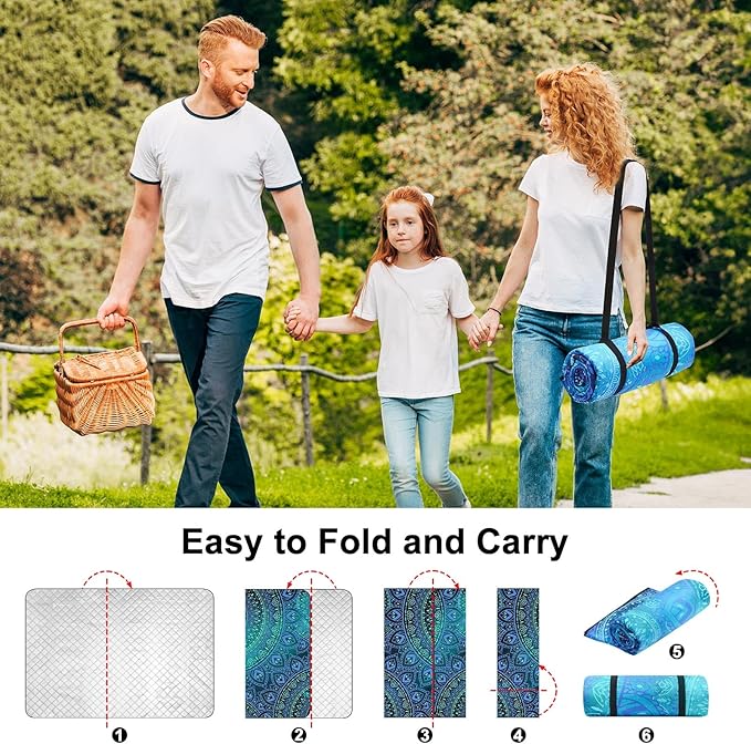 ICOSY Picnic Blankets Beach Blanket, Waterproof Outdoor Blanket Sandproof Picnic Camping Mat Camping Essentials 78" x 59"