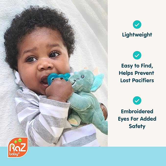 RaZbaby RaZbuddy JollyPop Pacifier Holder w/ Removable Baby Pacifier - 0m+ - BPA Free - Penguin