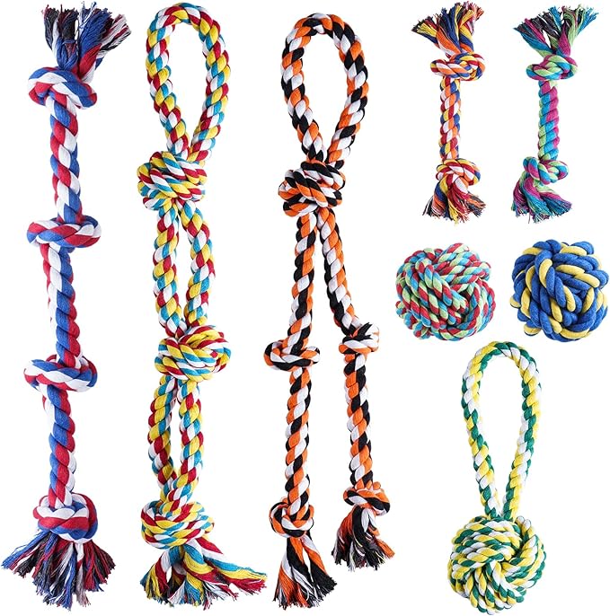 Aitmexcn Dog Rope Toys for Large and Medium Aggressive Chewers, 8 Pack Heavy Duty Dog Rope Toy for Large, Dental Cleaning ...