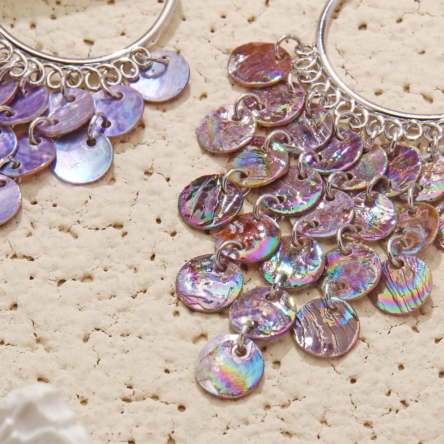 BERYOHZ Handmade Cluster Purple Dangle Earrings Seashell Earrings Jewelry for Women(BY-ER-1020-Purple)