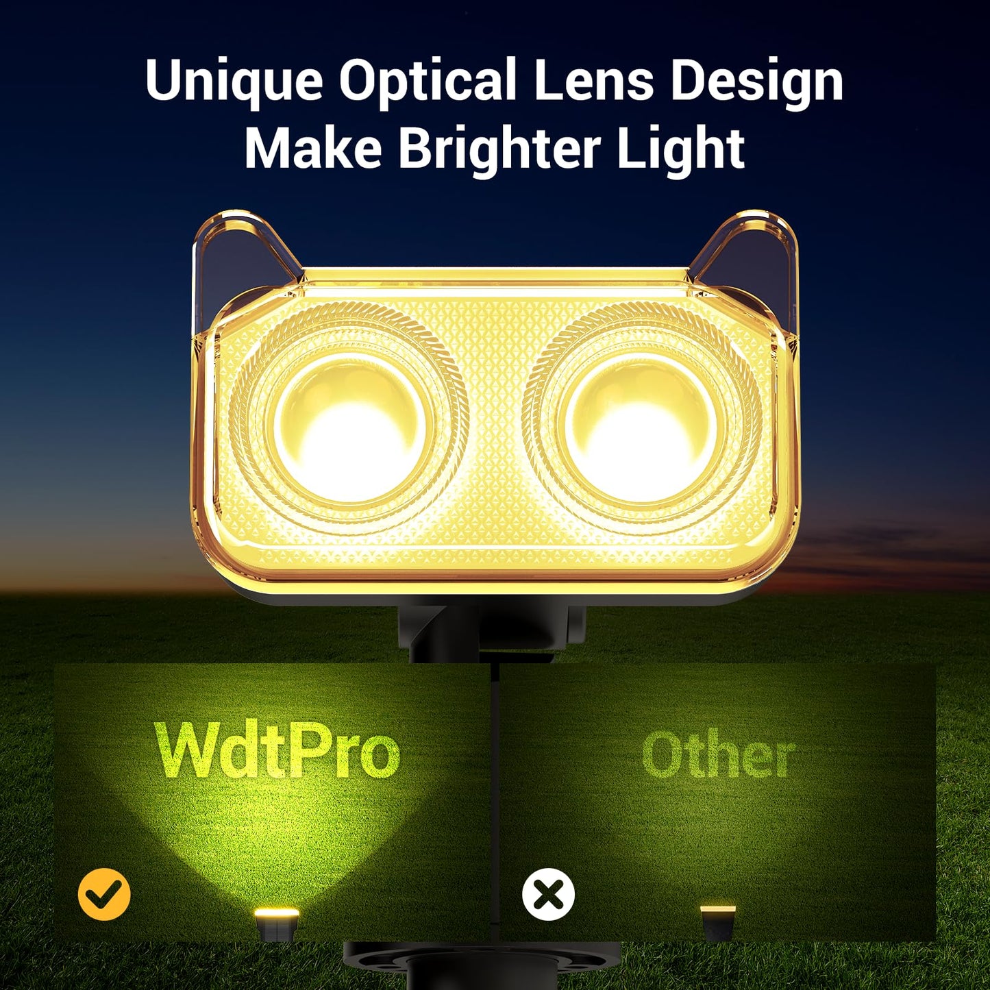 Wdtpro Upgraded Solar Spot Lights Outdoor  Solar Lights Outdoor Waterproof  30H+ Runtime Spotlights  Auto On/Off  Dusk To Dawn Lighting For Yard Patio Garden Pathway Landscape 2P  Warm White