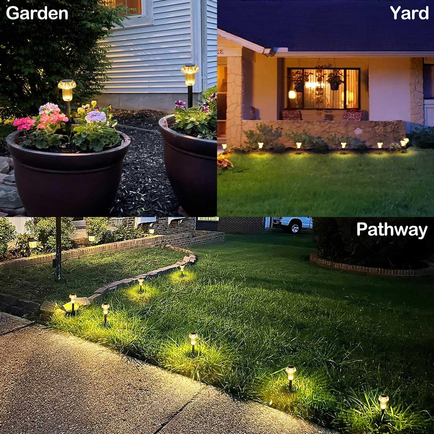 Lffital Solar Pathway Lights Outdoor 16 Pack Solar Mushroom Lights Outdoor Outside Led Lighting Stake Waterproof For Path  Lawn  Garden Driveway  Landscape Backyard Courtyard(Warm White)