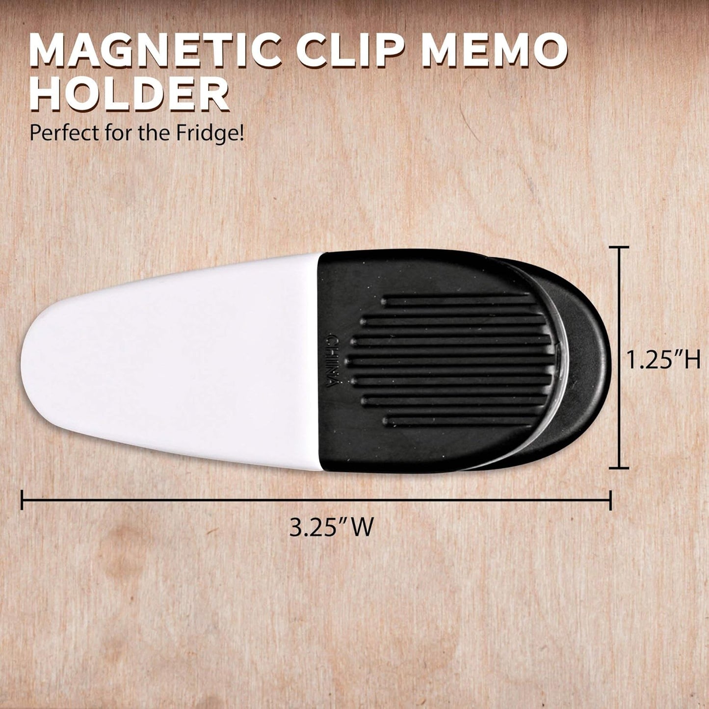 10 Magnetic Memo Holders Set - Large Clip, Plastic - White Black