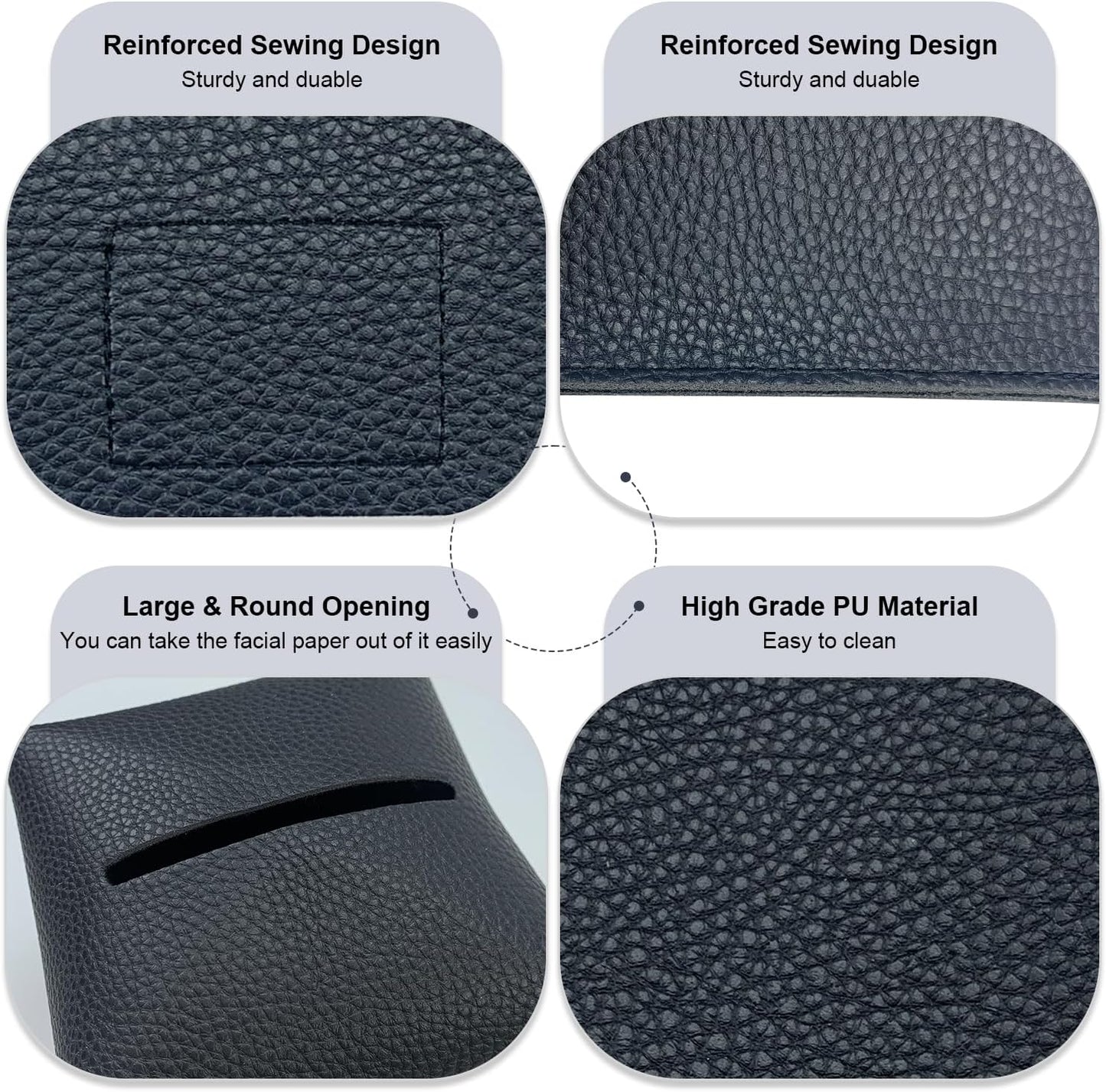 Tissue Box Cover 5X5X5'' PU Leather Tissue Holder Square Tissue Cube Box Organizer for Bathroom Vanity Countertop, Car, Night Stands, Office, Home, Kitchen (1Pack, Black)