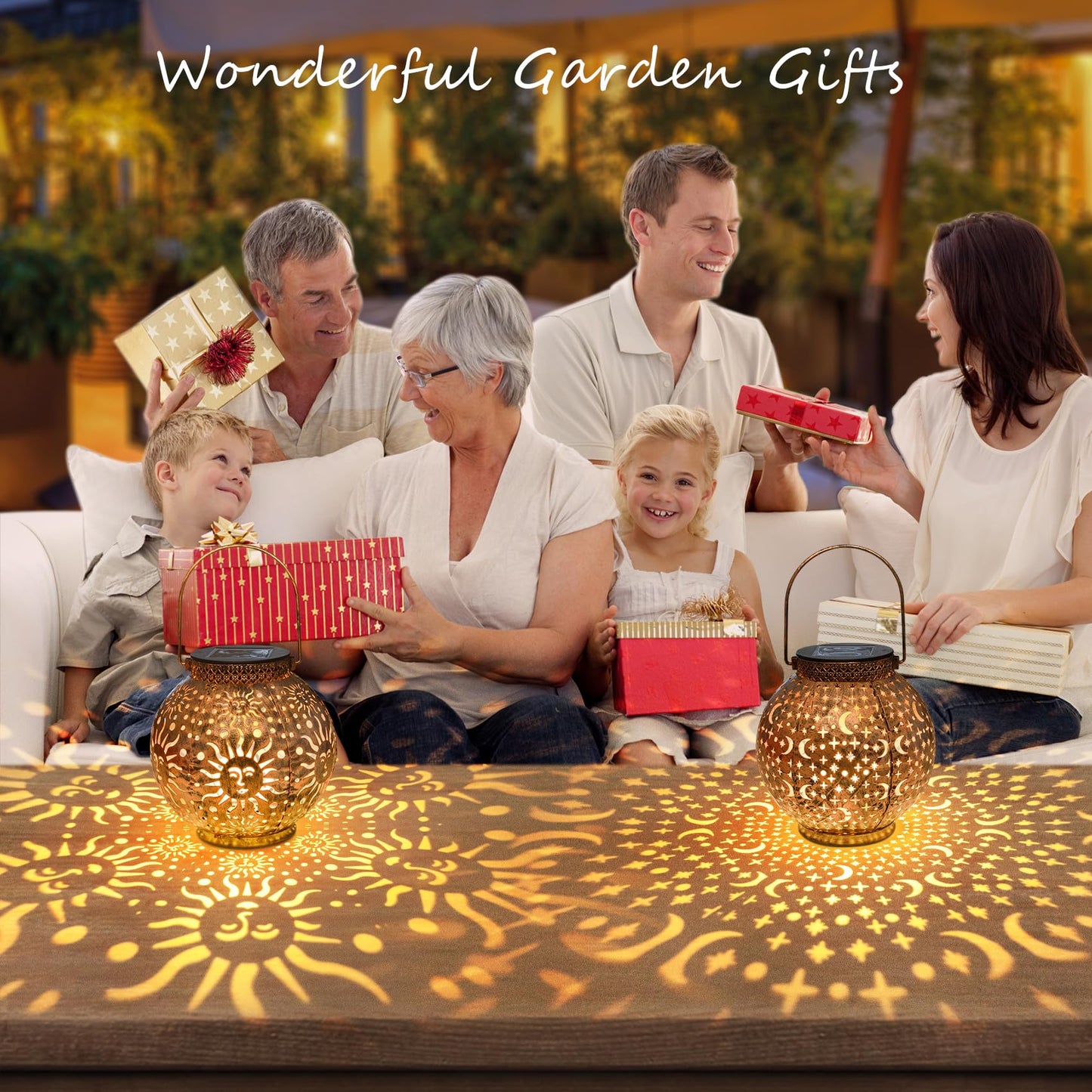 Go2garden Solar Garden Lanterns - Decorative Metal Hanging Lights, Waterproof, Small, Bronze, Model CW2009MS