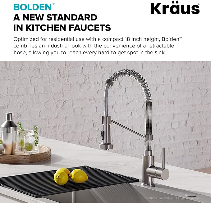 Kraus KPF-1610-FF-100MB Bolden Commercial Style Pull-Down Kitchen Purita Water Filter Faucet Combo, Matte Black, 18