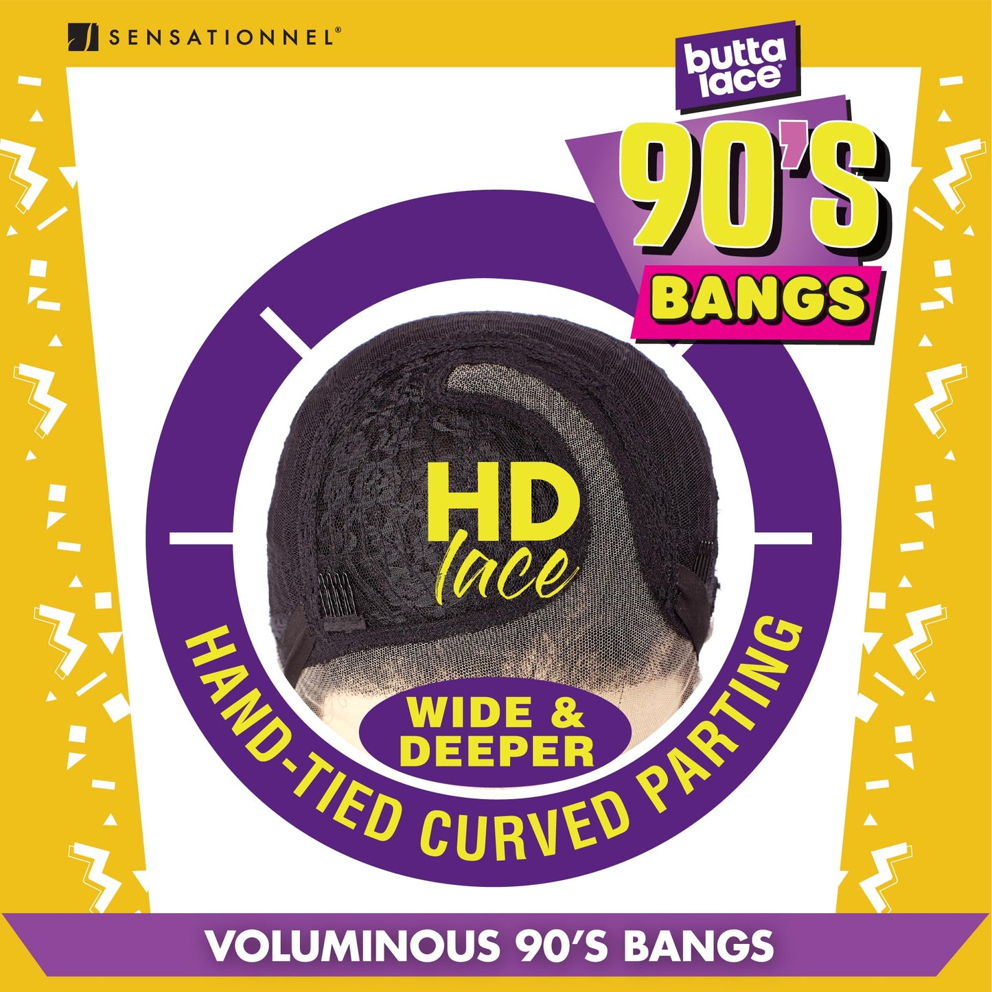 Sensationnel Butta Lace 90Sbangs Wigs - Unit 908 Glueless Wide Deep Part Synthetic Preplucked Hairline (LIGHTASHBROWN)
