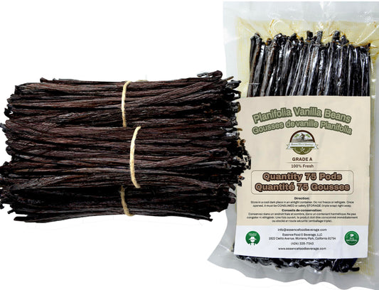 75 Vanilla Beans Bulk For Making Vanilla Extract Grade A - NON-GMO Fresh Pods  6-8 Inches.