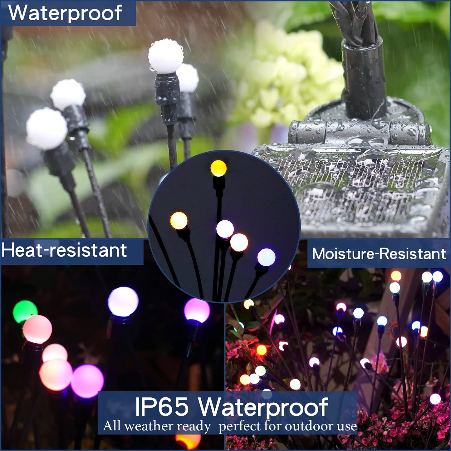 TONULAX Solar Garden Lights, Color Changing RGB, 4 Pack, Polycarbonate, Multicolor, Model nuanbiai