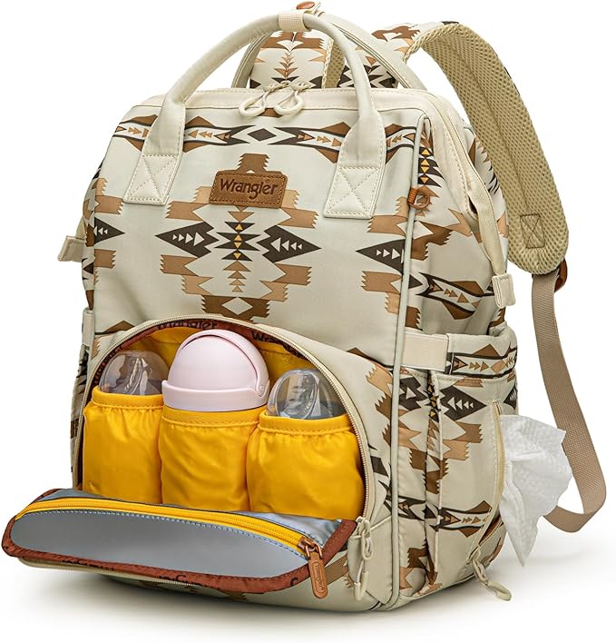 Montana West Wrangler Diaper Bag Backpacks Western Backpack Purses Multi-function Baby Bags for Mom with Waterproof Changing Pad & Pacifier Case