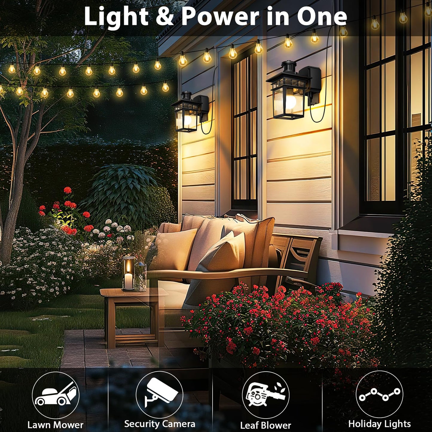APOTO Motion Sensor Outdoor Porch Light Fixture, Waterproof Wall Sconce, 1-Pack, Matt Black, Model APOTO-PorchLights-Black