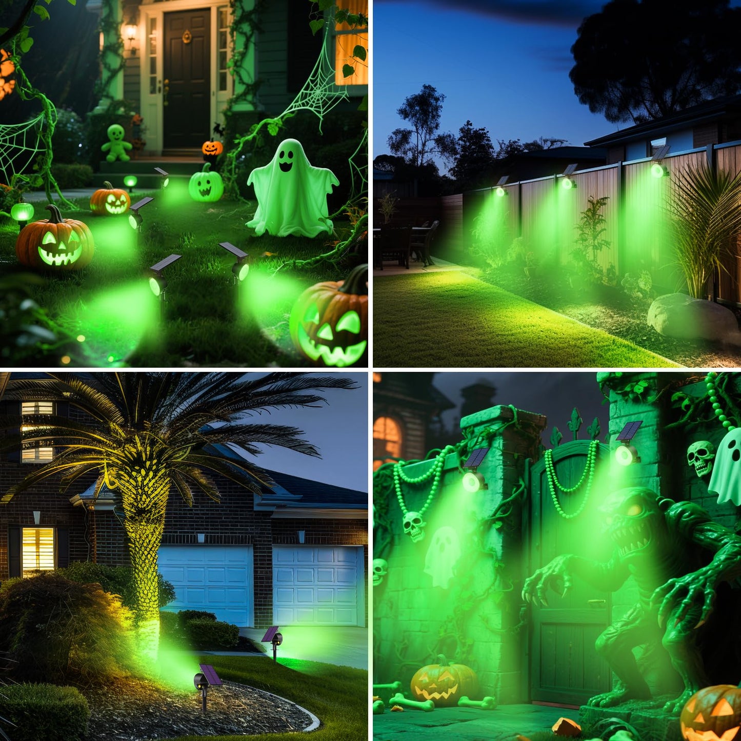 Nipify 2 Pack Solar Spot Lights Outdoor Waterproof  Solar Spotlight Light For Outside Yard Landscape Lighting Pathway Lights Wall Auto On/Off  Green