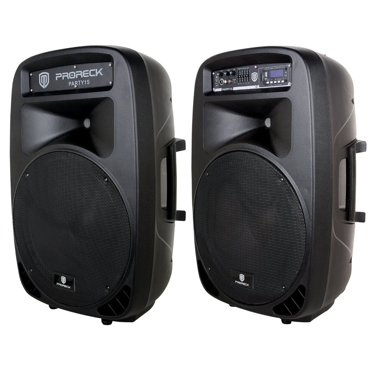 Proreck Party 15 Portable 15-Inch 2000 Watt 2-Way Powered Pa Speaker System Combo Set With Bluetooth/Usb/Sd Card Reader/Fm Radio