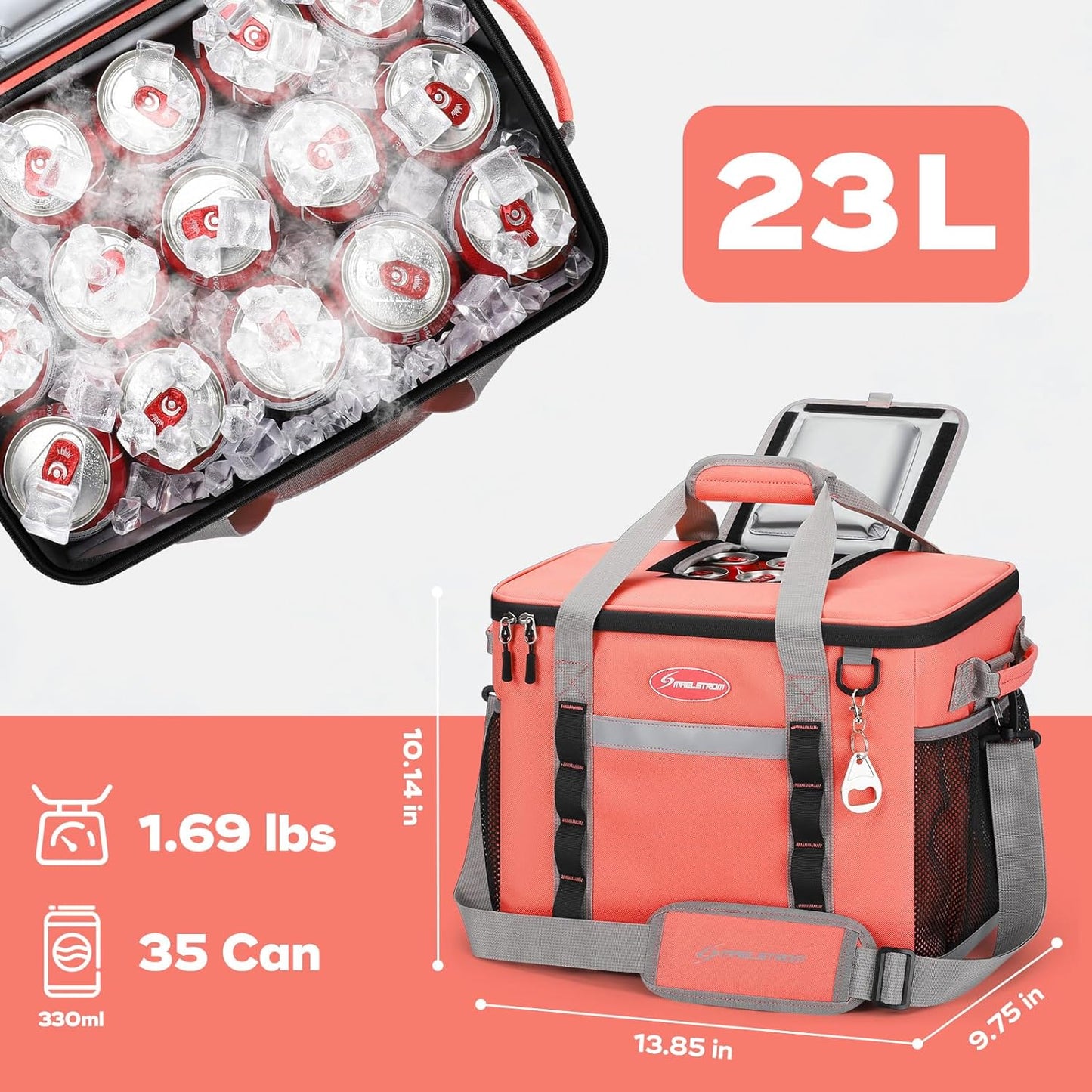 Maelstrom Collapsible Soft Cooler Bag, 24/30/60/75 Cans Beach Cooler, Ice Chest, Leakproof & Portable for Beach, Camping, Road Trips & Grocery Shopping