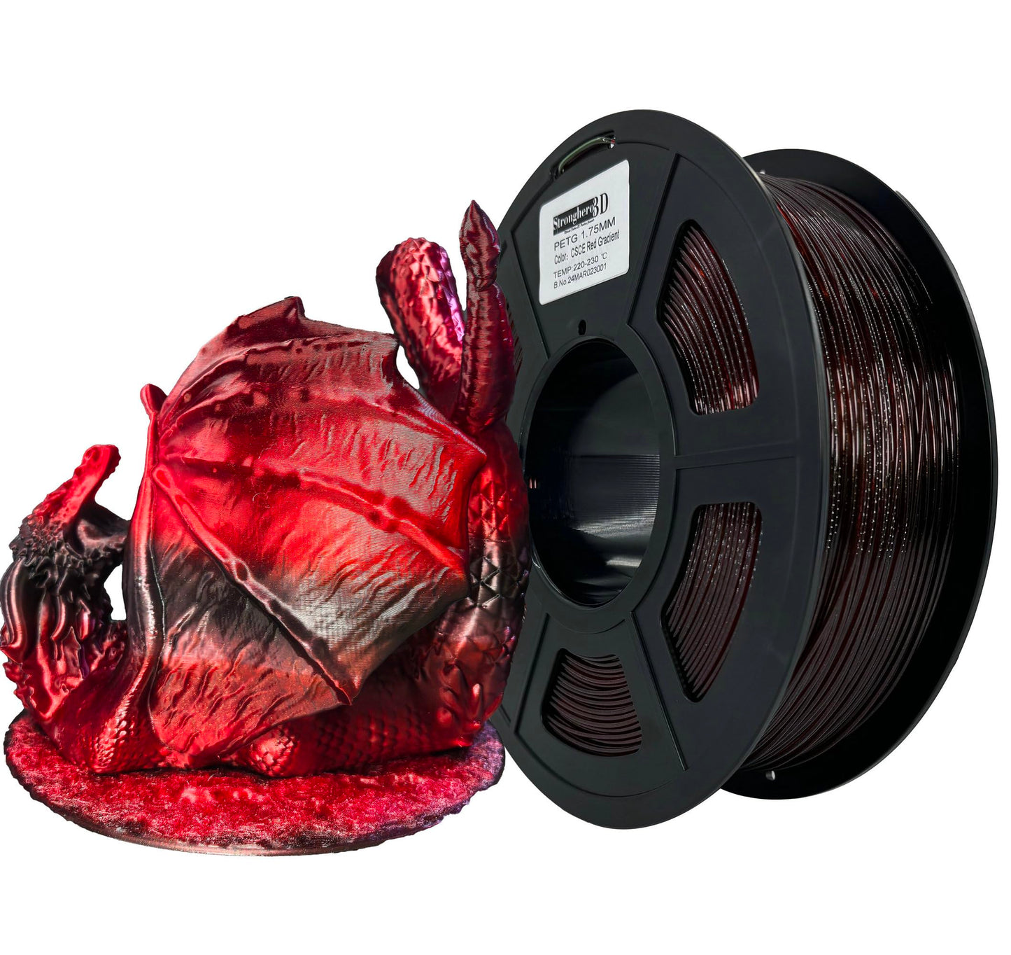 Stronghero3D PETG 3D Printer Filament 1.75 mm,Ruby Red Gradient,Multi Color Change,Accuracy +/- 0.05 mm net Weight 1 kg for Ende