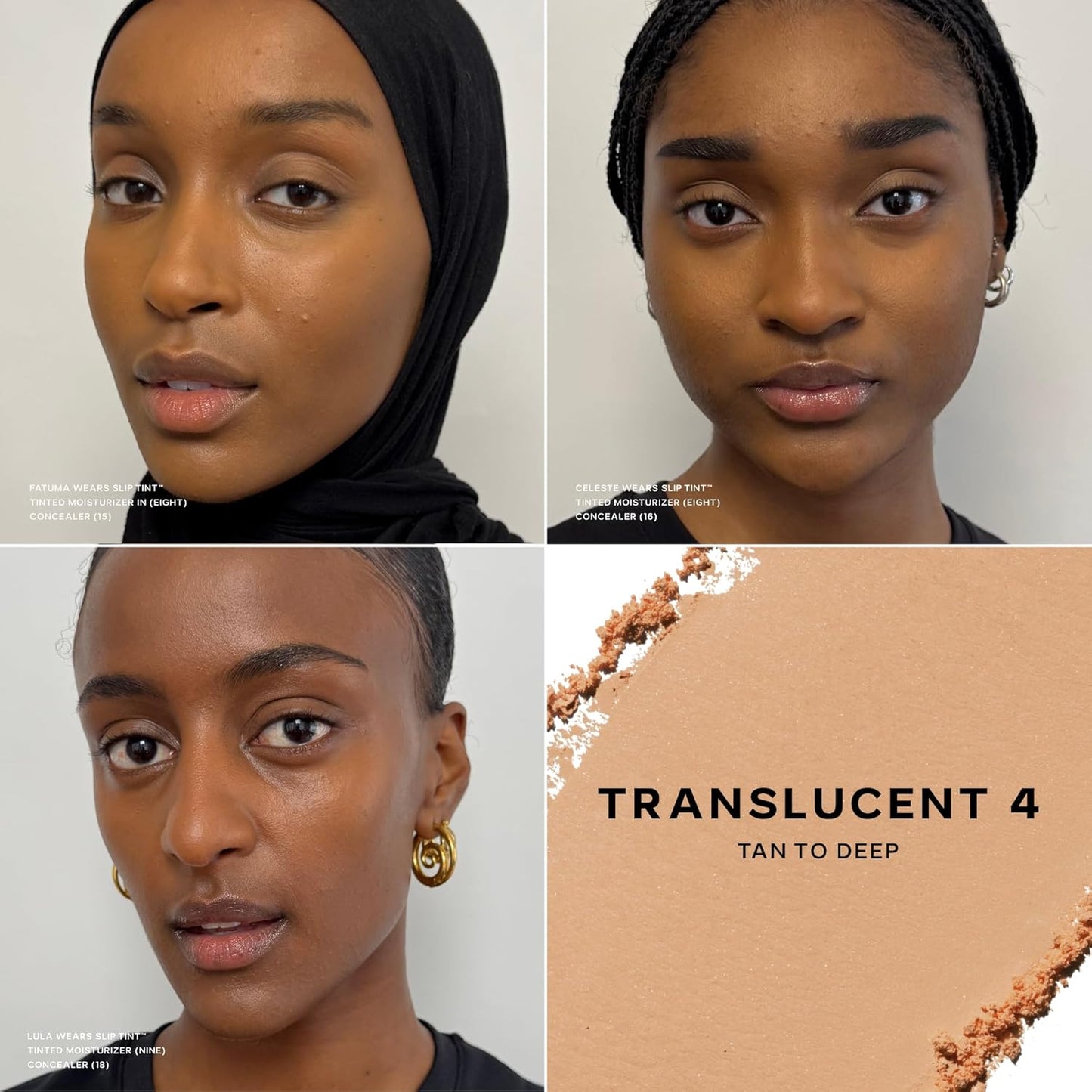 Saie Slip Tint Baked Setting Powder - Translucent Powder for Face Makeup with a Natural-Radiant Finish - Blurs, Brightens & Smooths Complexion - Translucent 4 - Tan to Deep (0.24 oz)