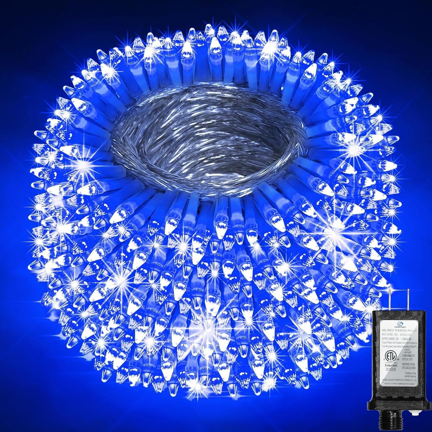 1500 Led 470Ft Christmas String Lights Outdoor  12 Pro Modes And Timer Memory & Brightness  Plug In Waterproof Clear Wire Twinkle Light For For Xmas Yard Tree Wedding Party Decor (Blue)