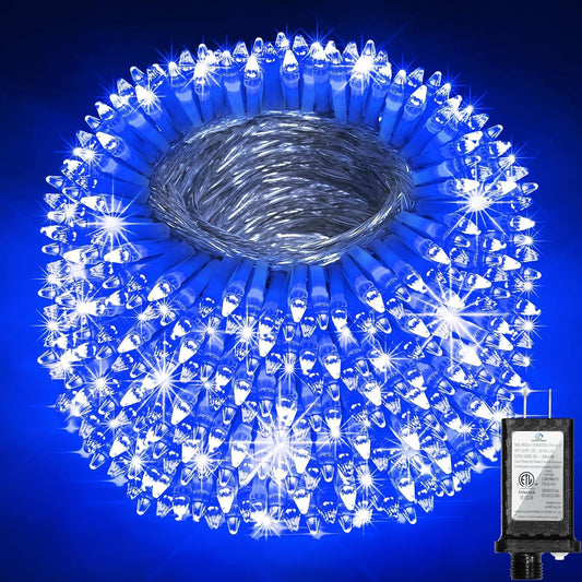 750 Led 240Ft Christmas String Lights Outdoor  12 Pro Modes And Timer Memory & Brightness  Plug In Outdoor Waterproof Clear Wire Twinkle Light For For Xmas Yard Tree Wedding Party Decor (Blue)