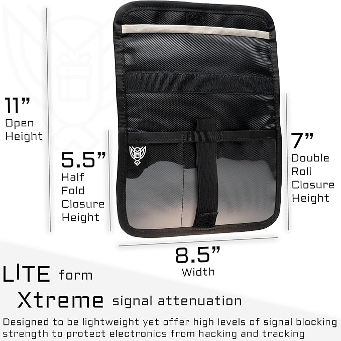 ~ AQUA RT Dry Bag~ Water-Proof Faraday Dry Bag for Laptops, Tablets, and Mid-Size Electronics ~ Small LITE Faraday Bag Combo ~ Black