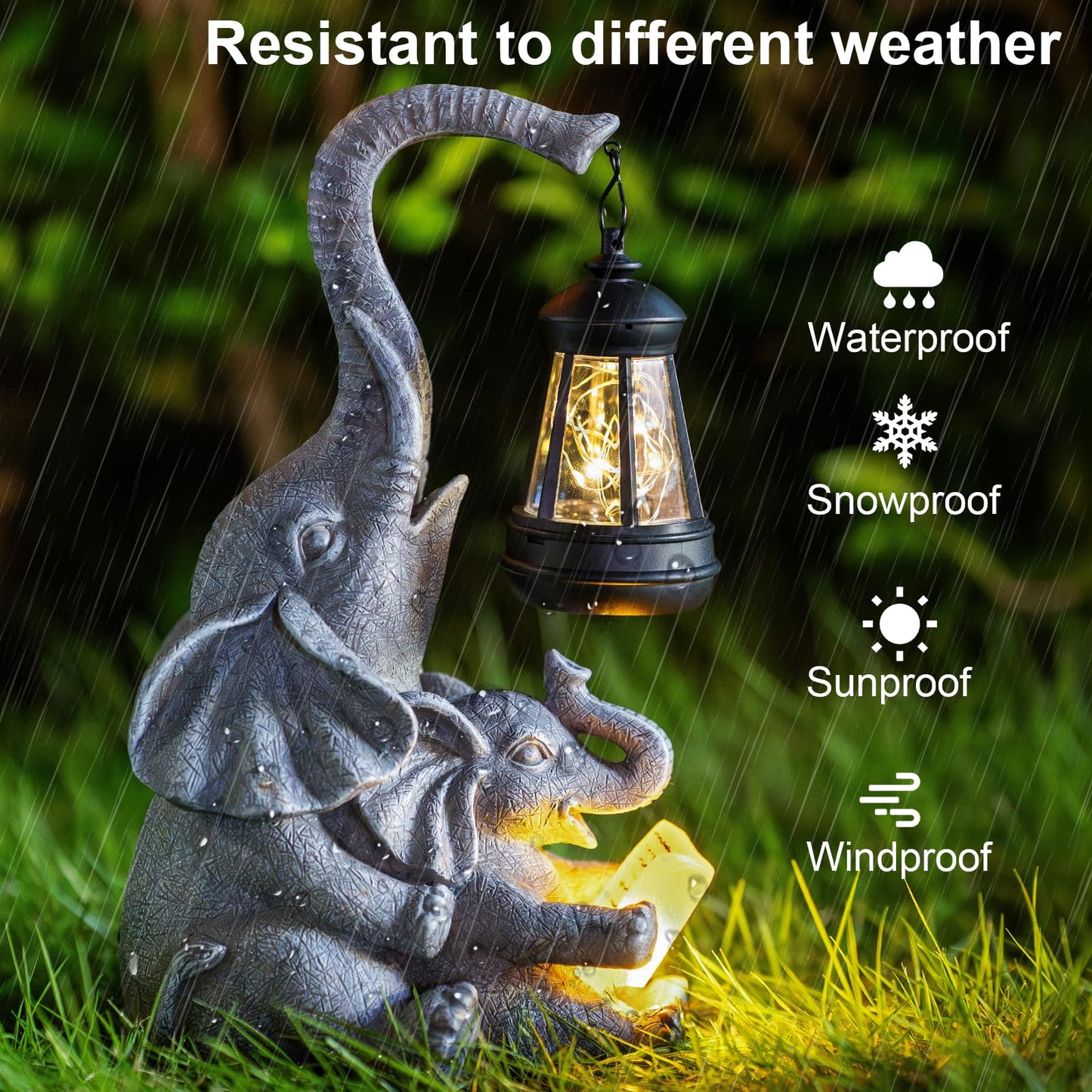 Zqqlite Solar Elephant Statue Lights Outdoor Garden Decoration  Elephant Statue With Solar Lantern Outdoor Decoration For Mother Women Birthday Gift-Courtyar Balcony Lawn Decor