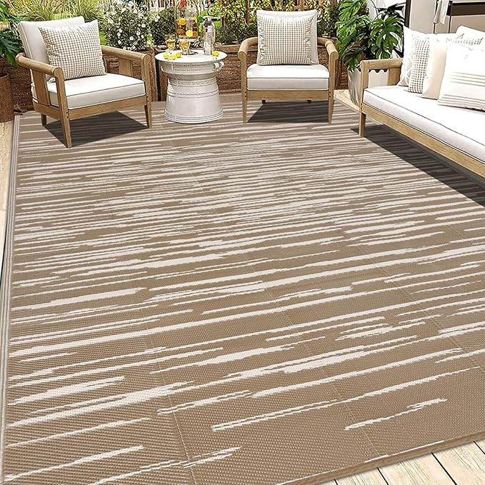 HEBE Outdoor Rug 6'x9' for Patios Clearance Waterproof Patio Mat Plastic Straw Rug Reversible RV Camping Tent Rug Outside Indoor Outdoor Area Rugs for RV,Deck,Beach,Balcony,Camper