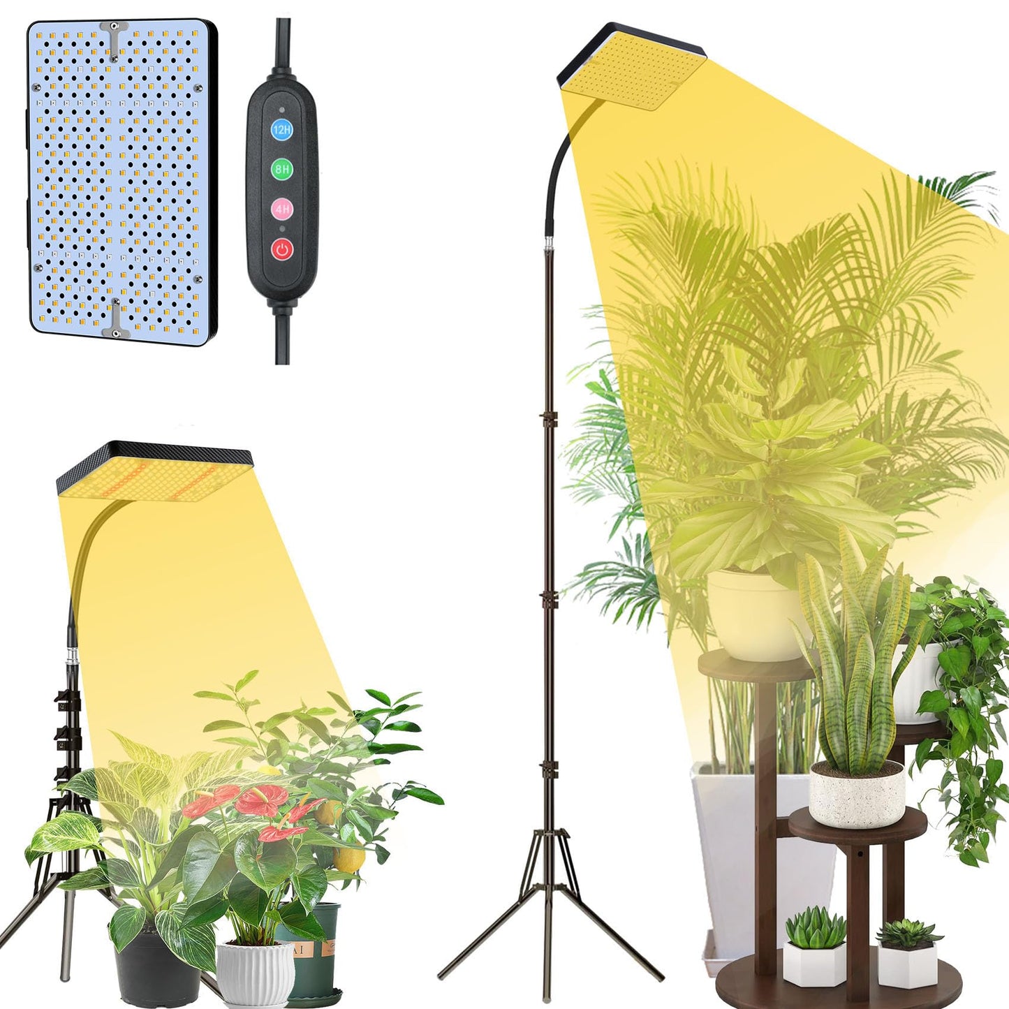 GroCruiser Smart Control Bonsai Tree Grow Light, 25W Adjustable Tripod Stand with Timer, Black, Model Zinqolay