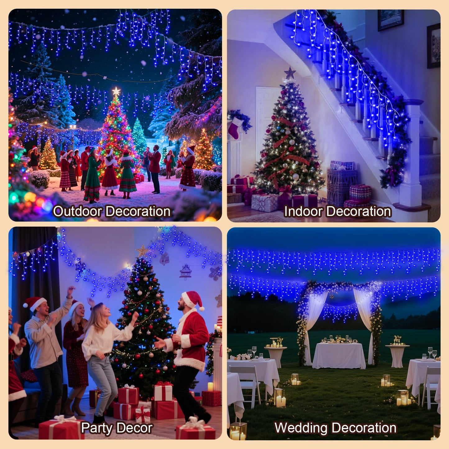 Jdgjyds 66 Ft String Lights For Outside  640 Led Christmas Lights Outdoor Plug In  Christmas String Lights With 8 Modes & Timer For Holiday  Party  Wedding  House  Patio  Outdoor Decor(Blue)
