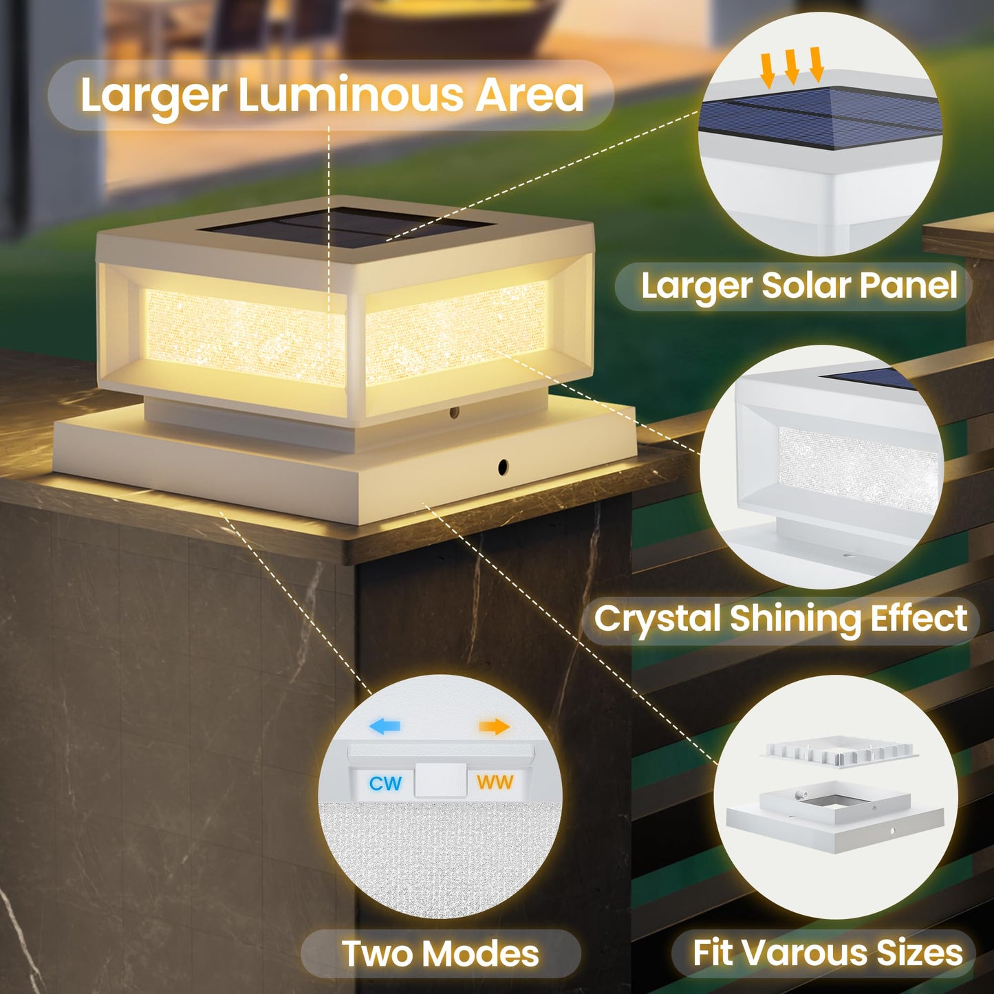 Mlambert 12 Pack Solar Post Cap Lights Outdoor  Waterproof Deck Fence Post Light For 4X4 Wood/Vinyl Posts  6X6 Wooden Posts  Cool/Warm Lighting  White