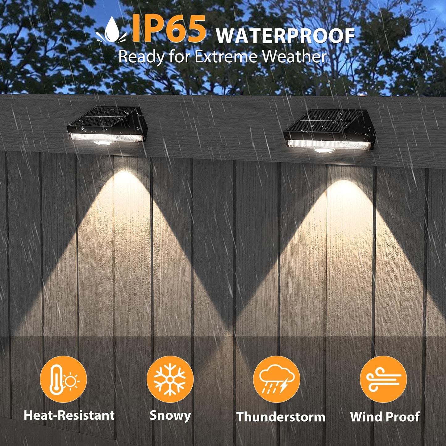 Ugdluck Solar Fence Lights 9 Lighting Modes & Color Changing Mode Ip65 Waterproof Outdoor  Solar Deck Lights For Outside/Patio/Backyard/Wall/Pool/Fence/Railing/Step(8Pack)