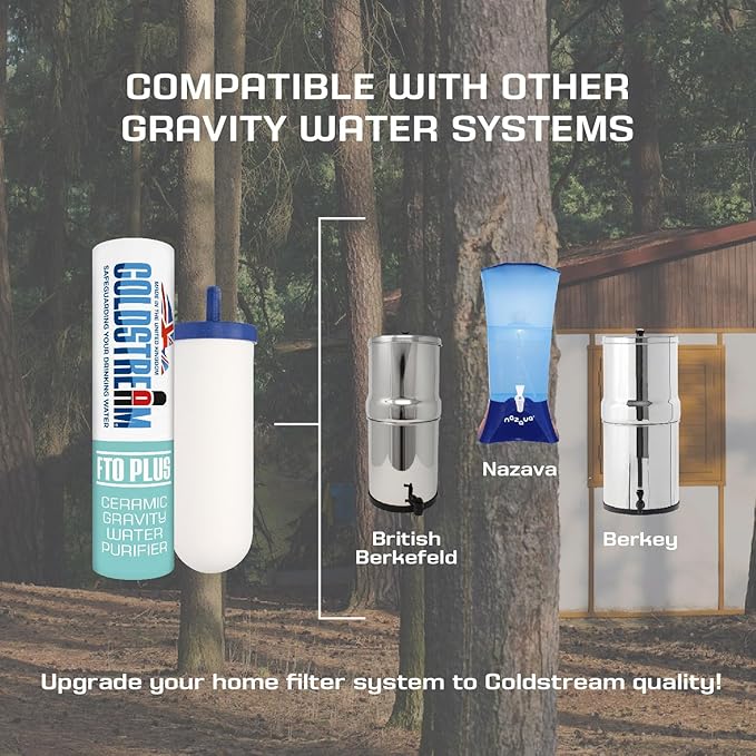 FTO+ Water Filter Cartridge (4 Pack) - Dependable Gravity Water Filter for Easy Installation as a Berkey Water Filter Replacement - Ceramic Gravity Water Filter For Stainless Steel Systems